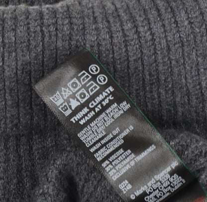 M&S Autograph Unisex Dark Grey L Roll Neck Rib Knit Jumper