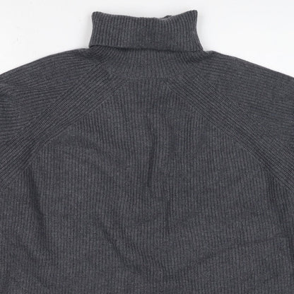 M&S Autograph Unisex Dark Grey L Roll Neck Rib Knit Jumper