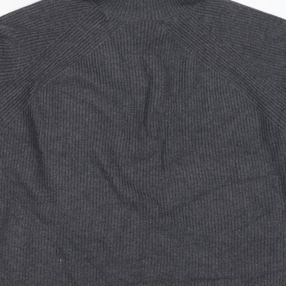 M&S Autograph Unisex Dark Grey L Roll Neck Rib Knit Jumper