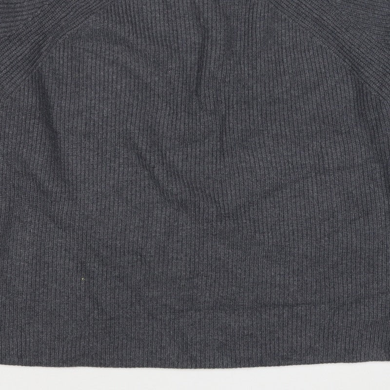 M&S Autograph Unisex Dark Grey L Roll Neck Rib Knit Jumper