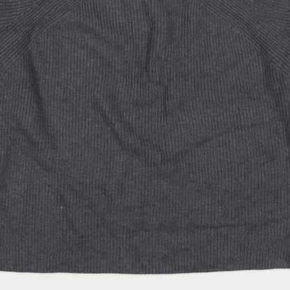 M&S Autograph Unisex Dark Grey L Roll Neck Rib Knit Jumper