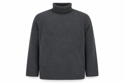 Front view of M&S Autograph unisex dark grey l roll neck rib knit jumper