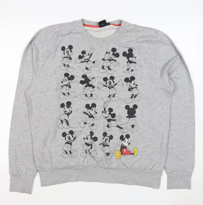 Disney Women’s Grey XL Mickey Mouse Graphic Crew Neck Sweatshirt