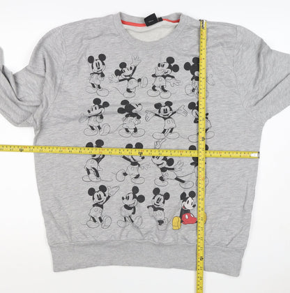 Disney Women’s Grey XL Mickey Mouse Graphic Crew Neck Sweatshirt