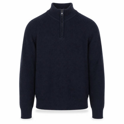 Next Men’s Blue M 1/4 Zip High Neck Chunky Knit Cotton Jumper
