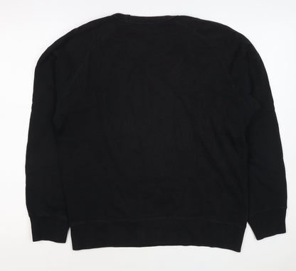 UNIQLO Men Black M Crew Neck Pullover Cotton Sweatshirt Classic