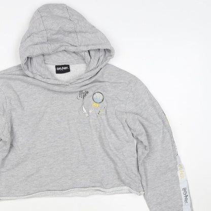 Harry Potter Girls Grey 15 Years Pullover Hoodie Graphic Print Crop