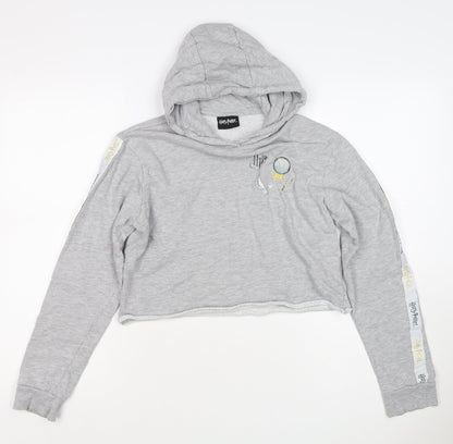 Harry Potter Girls Grey 15 Years Pullover Hoodie Graphic Print Crop