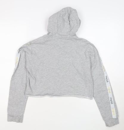 Harry Potter Girls Grey 15 Years Pullover Hoodie Graphic Print Crop