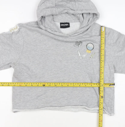 Harry Potter Girls Grey 15 Years Pullover Hoodie Graphic Print Crop