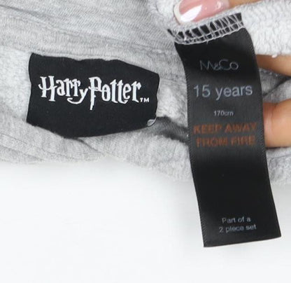 Harry Potter Girls Grey 15 Years Pullover Hoodie Graphic Print Crop