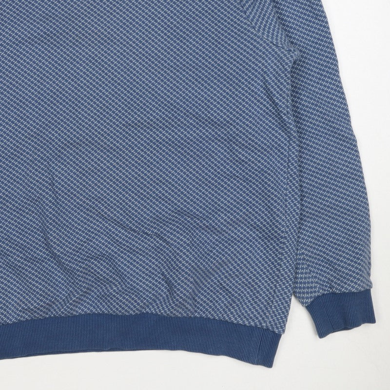 Wax London Men’s Blue M Geometric Knit Crew Neck Pullover Sweatshirt
