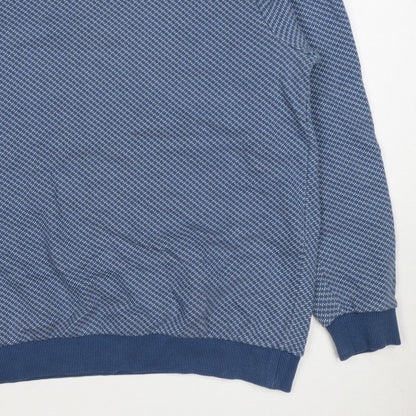 Wax London Men’s Blue M Geometric Knit Crew Neck Pullover Sweatshirt
