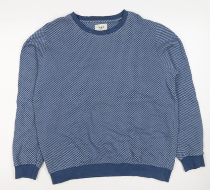 Wax London Men’s Blue M Geometric Knit Crew Neck Pullover Sweatshirt