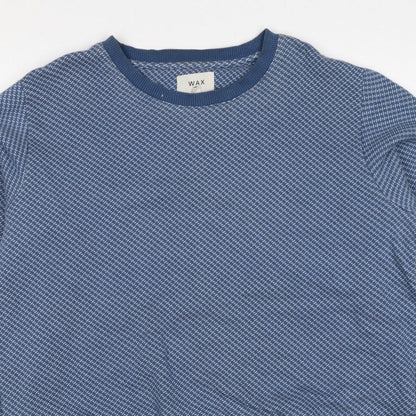 Wax London Men’s Blue M Geometric Knit Crew Neck Pullover Sweatshirt