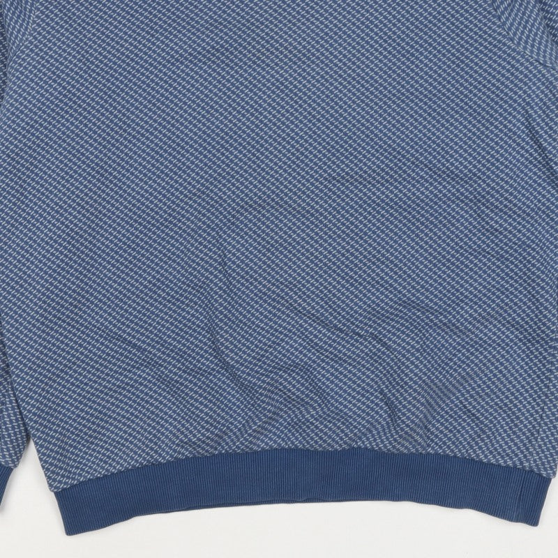 Wax London Men’s Blue M Geometric Knit Crew Neck Pullover Sweatshirt