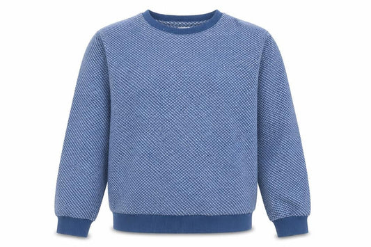 Front view of Wax London Men’s Blue M Geometric Knit Crew Neck Pullover Sweatshirt