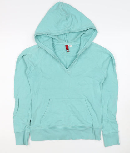 H&M Divided Women’s Blue UK 10 Pullover Hoodie V-Neck Kangaroo Pocket