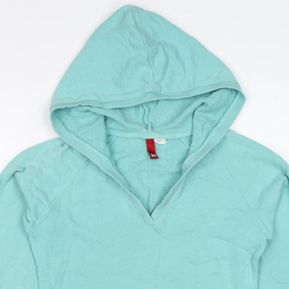 H&M Divided Women’s Blue UK 10 Pullover Hoodie V-Neck Kangaroo Pocket