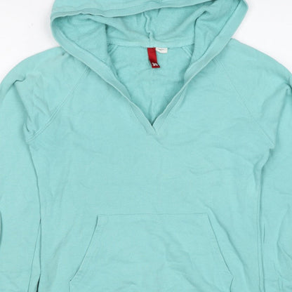 H&M Divided Women’s Blue UK 10 Pullover Hoodie V-Neck Kangaroo Pocket