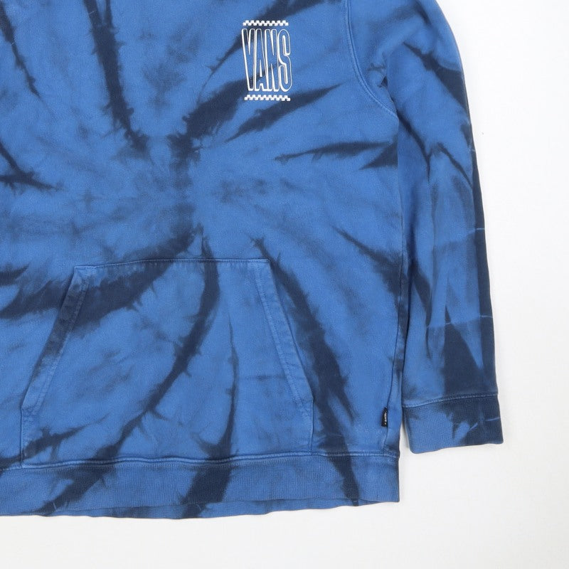 Vans Boys Blue Black Tie Dye Pullover Hoodie L Logo Kangaroo Pocket