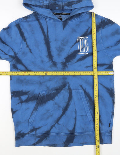 Vans Boys Blue Black Tie Dye Pullover Hoodie L Logo Kangaroo Pocket