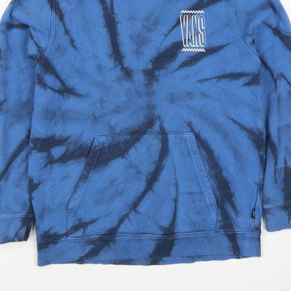 Vans Boys Blue Black Tie Dye Pullover Hoodie L Logo Kangaroo Pocket
