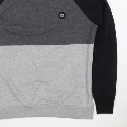 Superdry Men’s Grey Black M Colour Block Crew Neck Logo Sweatshirt