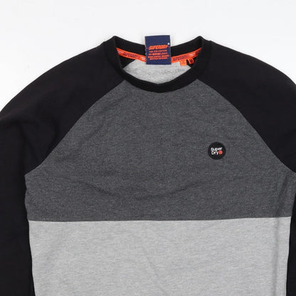 Superdry Men’s Grey Black M Colour Block Crew Neck Logo Sweatshirt
