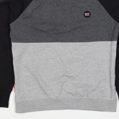 Superdry Men’s Grey Black M Colour Block Crew Neck Logo Sweatshirt