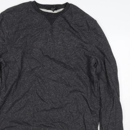 H&M Men’s Black Marl M Crew Neck Pullover Sweatshirt Cotton Blend
