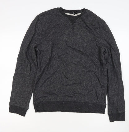 H&M Men’s Black Marl M Crew Neck Pullover Sweatshirt Cotton Blend