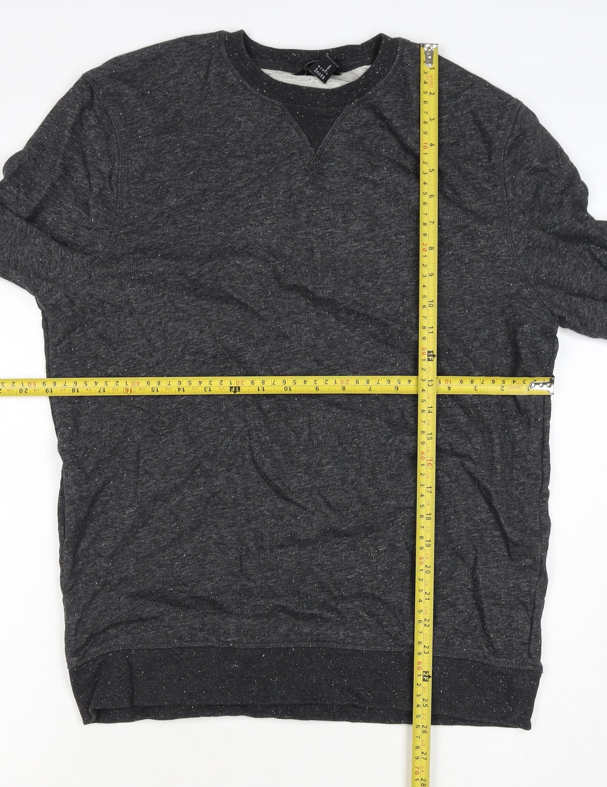 H&M Men’s Black Marl M Crew Neck Pullover Sweatshirt Cotton Blend