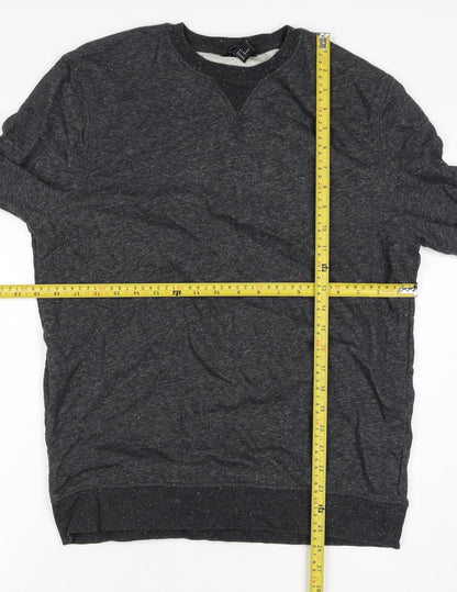 H&M Men’s Black Marl M Crew Neck Pullover Sweatshirt Cotton Blend