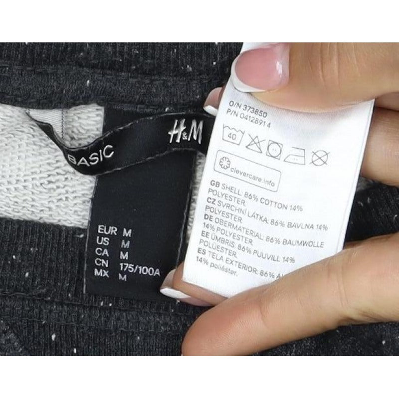 H&M Men’s Black Marl M Crew Neck Pullover Sweatshirt Cotton Blend