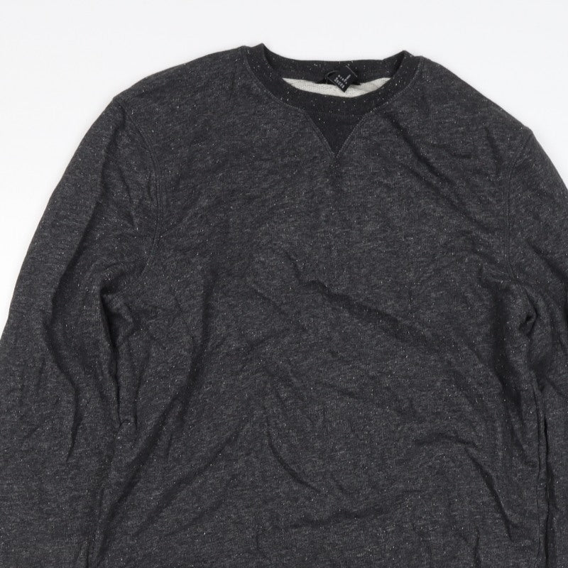 H&M Men’s Black Marl M Crew Neck Pullover Sweatshirt Cotton Blend