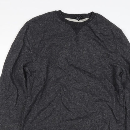 H&M Men’s Black Marl M Crew Neck Pullover Sweatshirt Cotton Blend