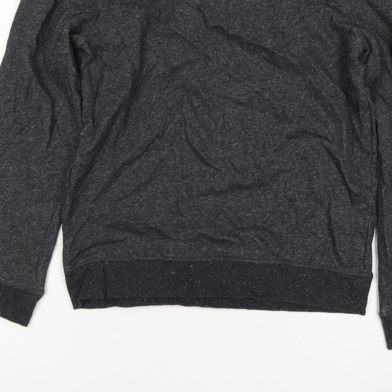 H&M Men’s Black Marl M Crew Neck Pullover Sweatshirt Cotton Blend