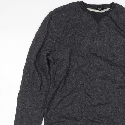 H&M Men’s Black Marl M Crew Neck Pullover Sweatshirt Cotton Blend