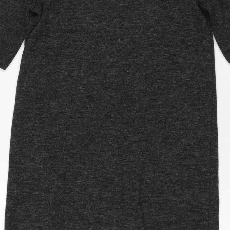 Adrianne Vittadini Women Grey Size S Knit Button Back Jumper Dress