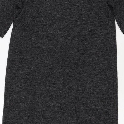 Adrianne Vittadini Women Grey Size S Knit Button Back Jumper Dress