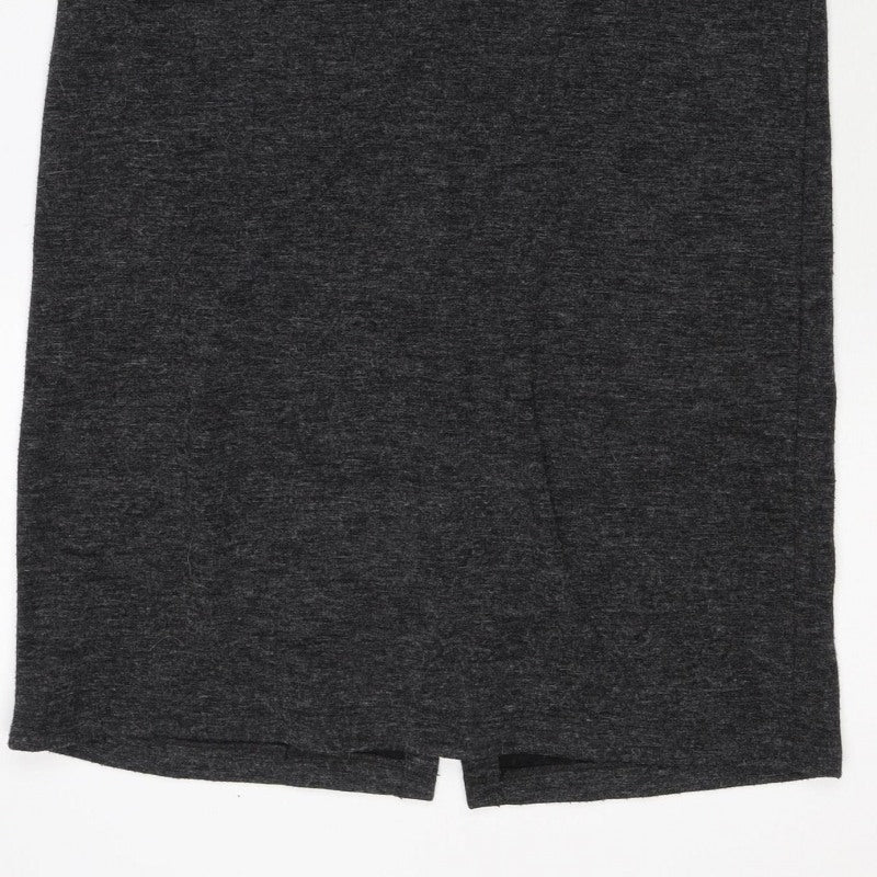 Adrianne Vittadini Women Grey Size S Knit Button Back Jumper Dress