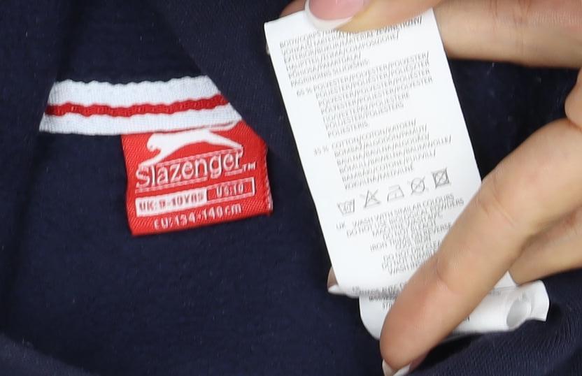 Slazenger Boys Blue 11-12 Years Pullover Hoodie Logo Fleece