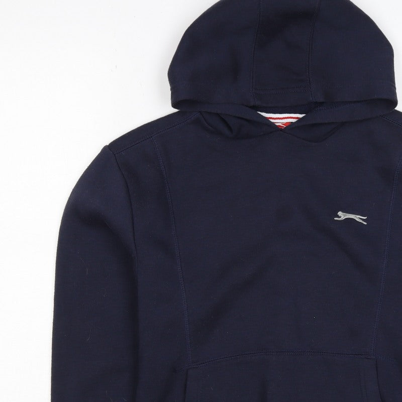 Slazenger Boys Blue 11-12 Years Pullover Hoodie Logo Fleece