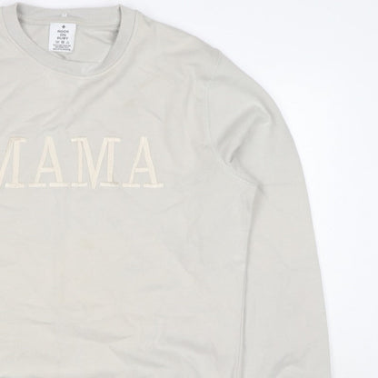 Rock On Ruby Women’s Beige MAMA Embroidered Crew Neck Sweatshirt M