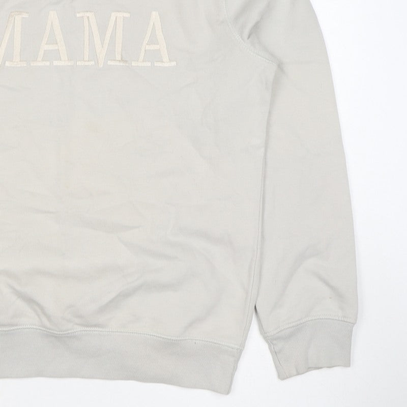Rock On Ruby Women’s Beige MAMA Embroidered Crew Neck Sweatshirt M