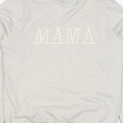 Rock On Ruby Women’s Beige MAMA Embroidered Crew Neck Sweatshirt M