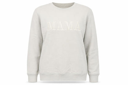 Rock On Ruby Women’s Beige MAMA Embroidered Crew Neck Sweatshirt M