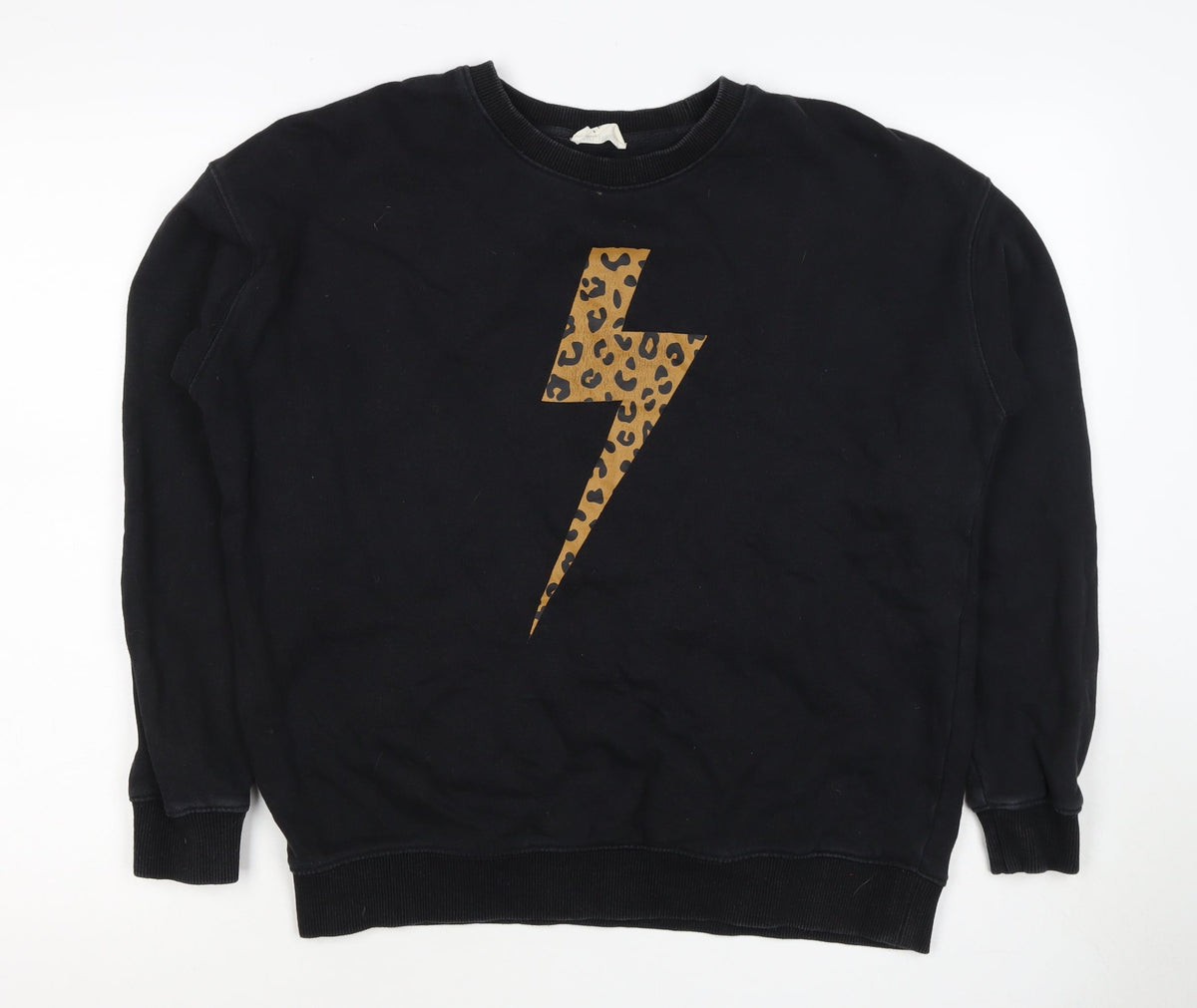 Sugarhill Brighton Women Black UK 12 Pullover Leopard Lightning Sweatshirt