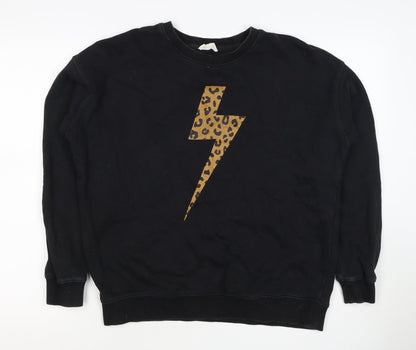 Sugarhill Brighton Women Black UK 12 Pullover Leopard Lightning Sweatshirt